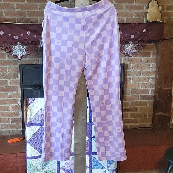 New Juicy Coutour Velour Pants. Purple Checker - Picture 4 of 4